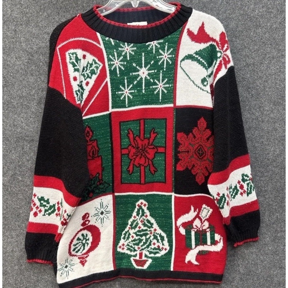 Vintage NutCracker Christmas Sweater Women's Small Patchwork Ugly Holiday 90s